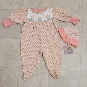 Gymboree Girls Peach Coverall Sz Infant & Matching Beanie